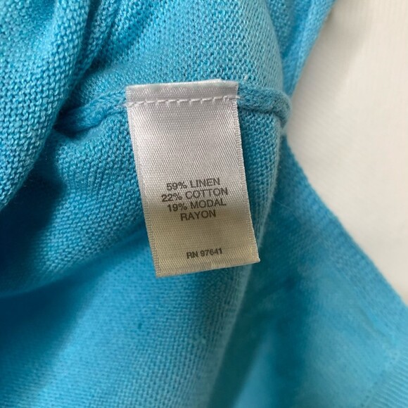 J. Jill Womens Linen Blend Cardigan Sweater Blue 3/4 Sleeve V Neck Tight Knit XS - Picture 10 of 11